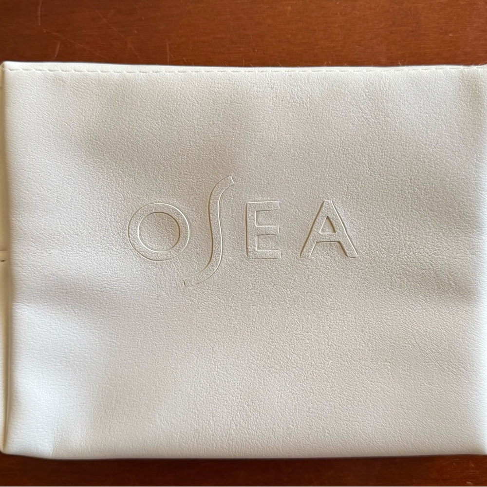 OSEA White Vegan Leather Cosmetic Bag